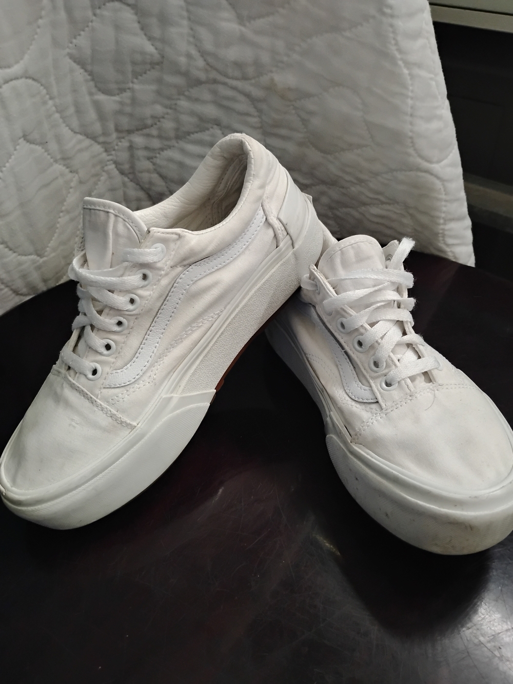 Vans Old Skool White Low-Top Platform Canvas Sneakers W 7.5 M6